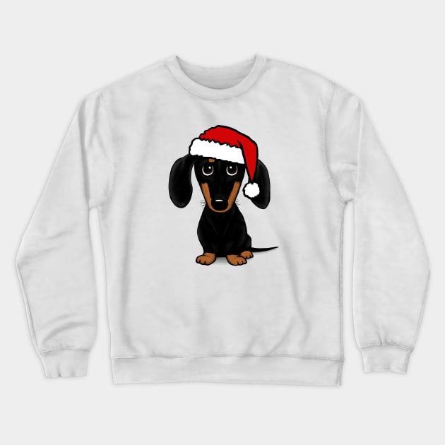 Santa Dachshund Black and Tan Wiener Dog Christmas Crewneck Sweatshirt by Coffee Squirrel
